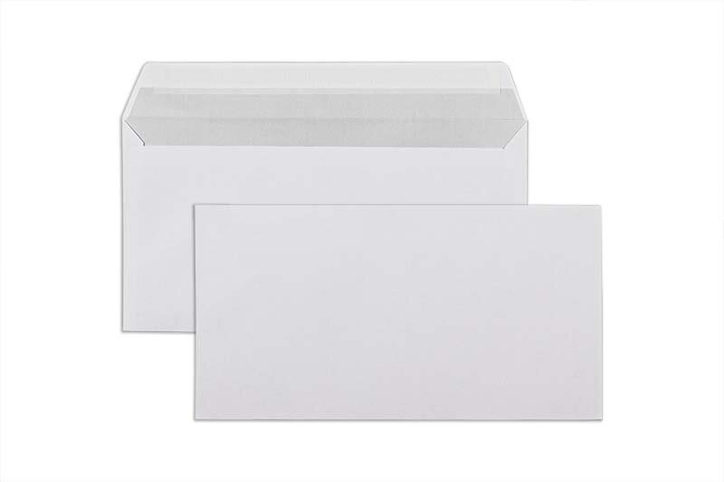 enveloppes blanc 125 x 235 mm | 80 g/m² offset | sans fenêtre | fermeture adhésive | rabat droit | 1000 pièces