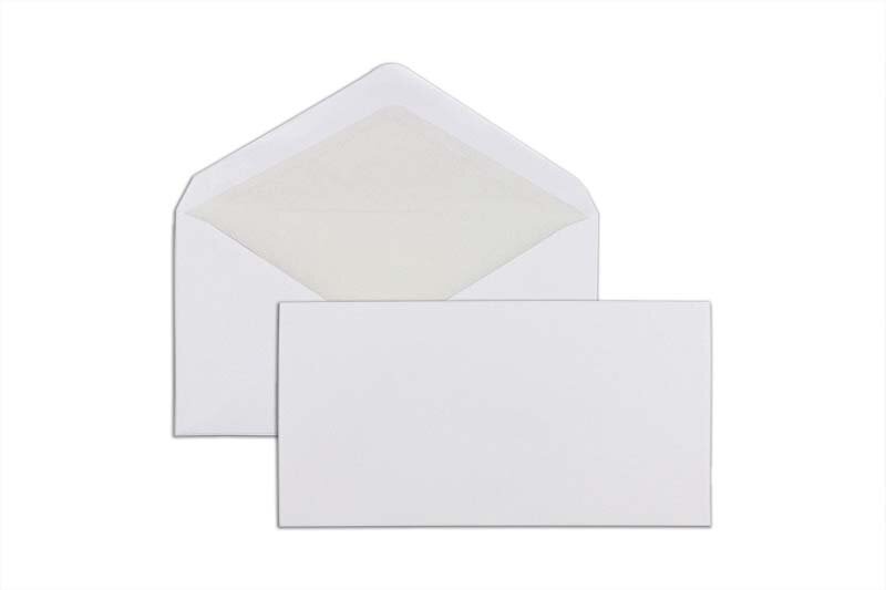 enveloppes blanc 125 x 235 mm | 90 g/m² moyen mat | sans fenêtre | fermeture gommée | rabat pointu | 500 pièces