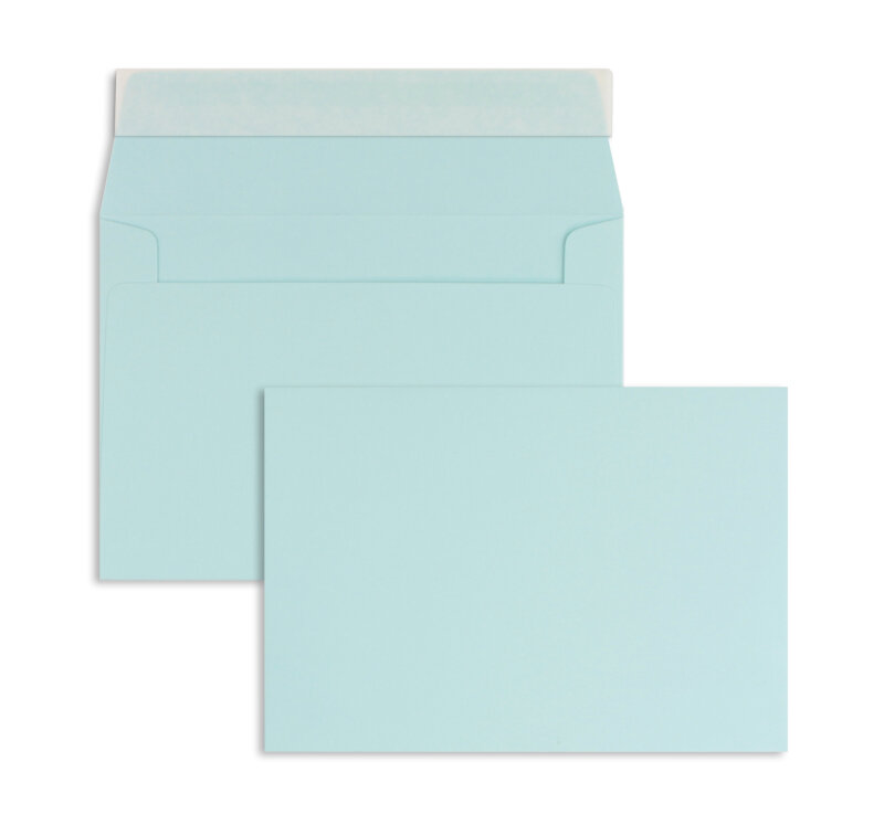 enveloppes colorées bleu (bleu ciel) 126 x 181 mm | 120 g/m² offset | sans fenêtre | fermeture adhésive | rabat droit | 100 pièces