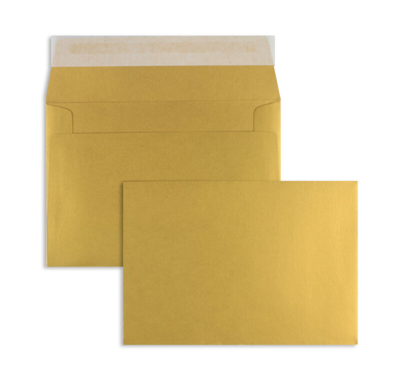 enveloppes colorées doré (or glamoureux) 126 x 181 mm | 120 g/m² brillant | sans fenêtre | fermeture adhésive | rabat droit | 100 pièces