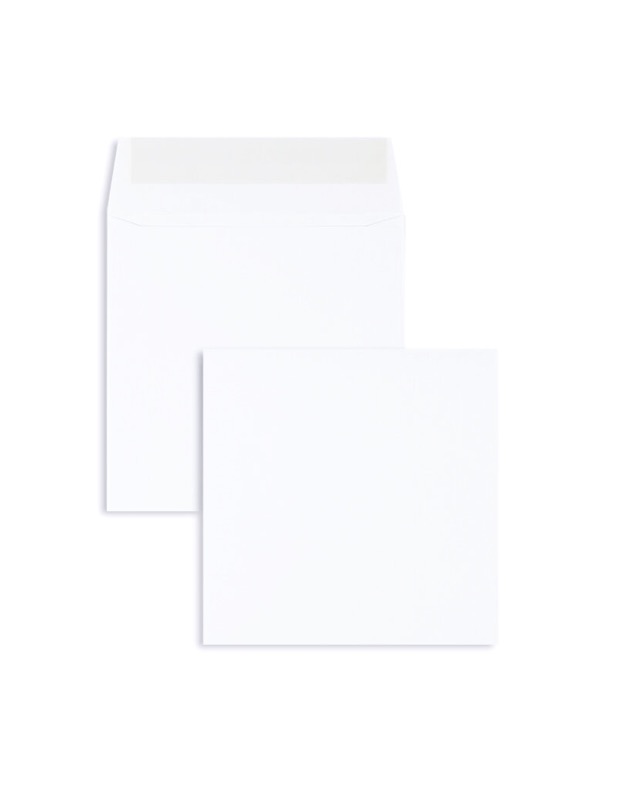 enveloppes blanc 130 x 130 mm | 90 g/m² offset | sans fenêtre | fermeture adhésive | rabat droit | 100 pièces