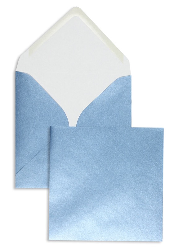 enveloppes colorées bleu (bleu glacé) 130 x 130 mm | 100 g/m² brillant | sans fenêtre | fermeture gommée | rabat pointu | 100 pièces