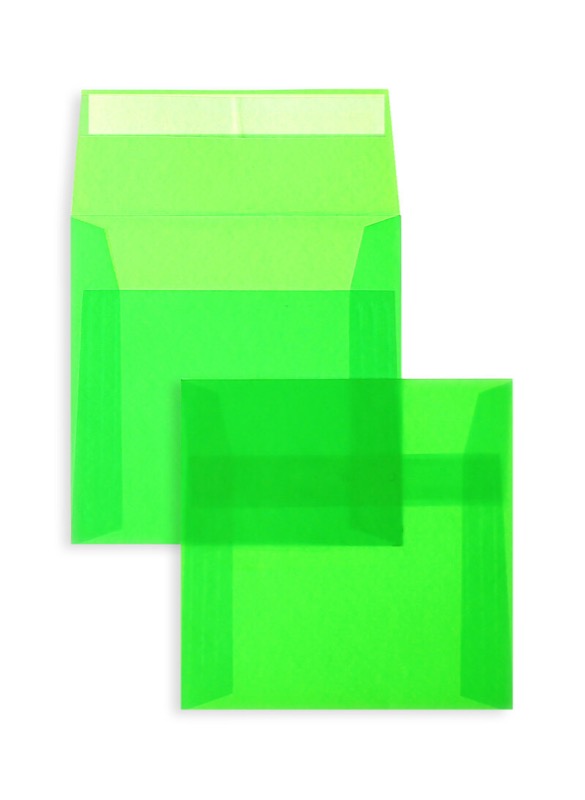Enveloppes transparentes Vert (Néon vert transparent) 130 x 130 mm
