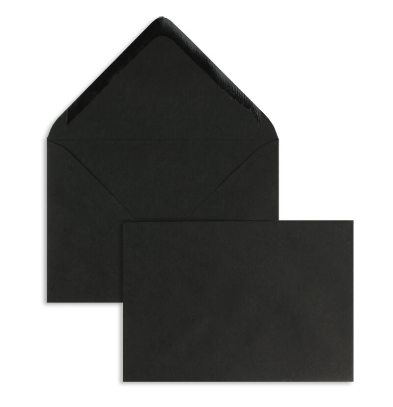 enveloppes colorées noir 130 x 180 mm | 120 g/m² offset | sans fenêtre | fermeture gommée | rabat pointu | 100 pièces