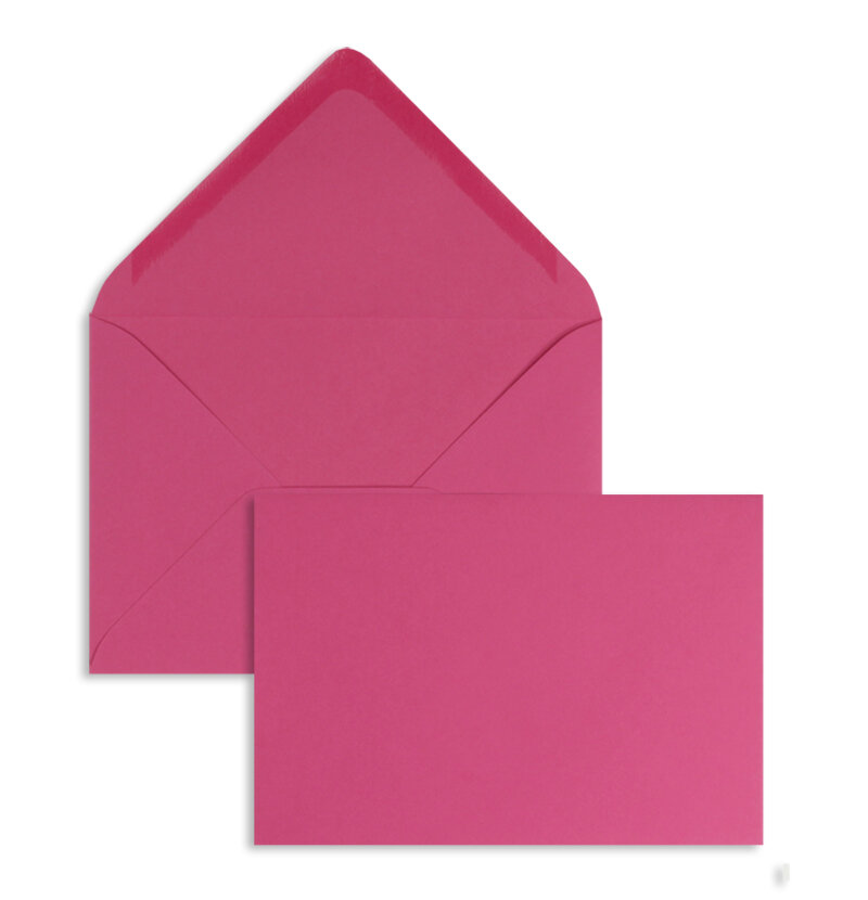 enveloppes colorées rose (rose fuchsia) 130 x 180 mm | 120 g/m² offset | sans fenêtre | fermeture gommée | rabat pointu | 100 pièces