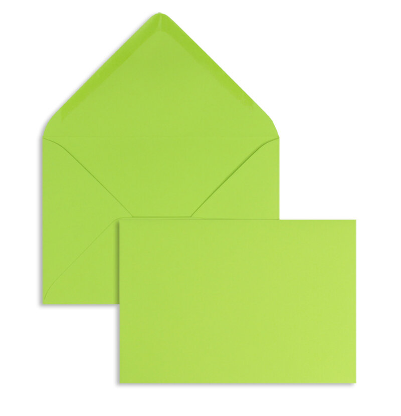 enveloppes colorées vert (vert tilleul) 130 x 180 mm | 120 g/m² offset | sans fenêtre | fermeture gommée | rabat pointu | 100 pièces