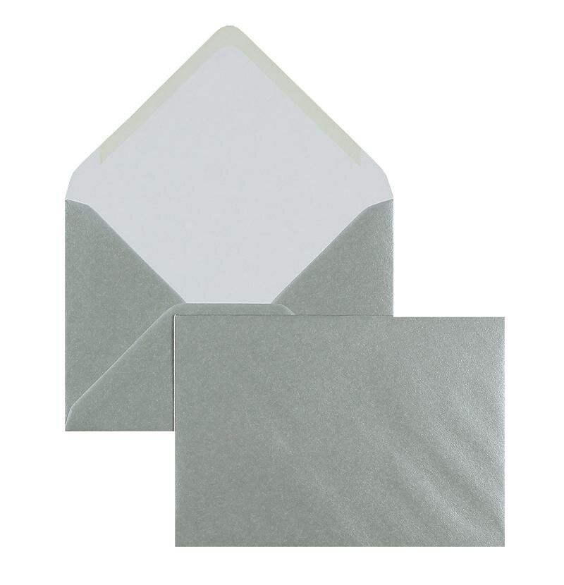 enveloppes colorées argent 133 x 184 mm | 100 g/m² offset | sans fenêtre | fermeture gommée | rabat pointu | 100 pièces