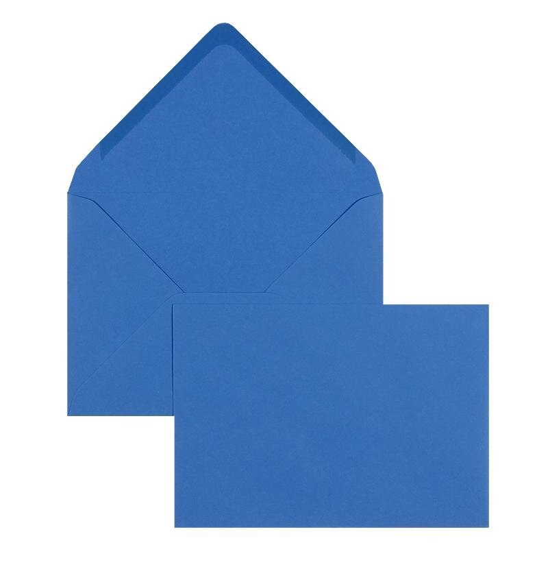 enveloppes colorées bleu (bleu très brillant) 133 x 184 mm | 100 g/m² offset | sans fenêtre | fermeture gommée | rabat pointu | 100 pièces