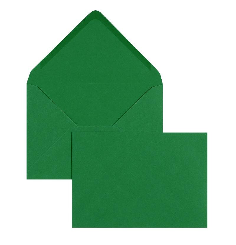 enveloppes colorées vert (vert foncé) 133 x 184 mm | 100 g/m² offset | sans fenêtre | fermeture gommée | rabat pointu | 100 pièces