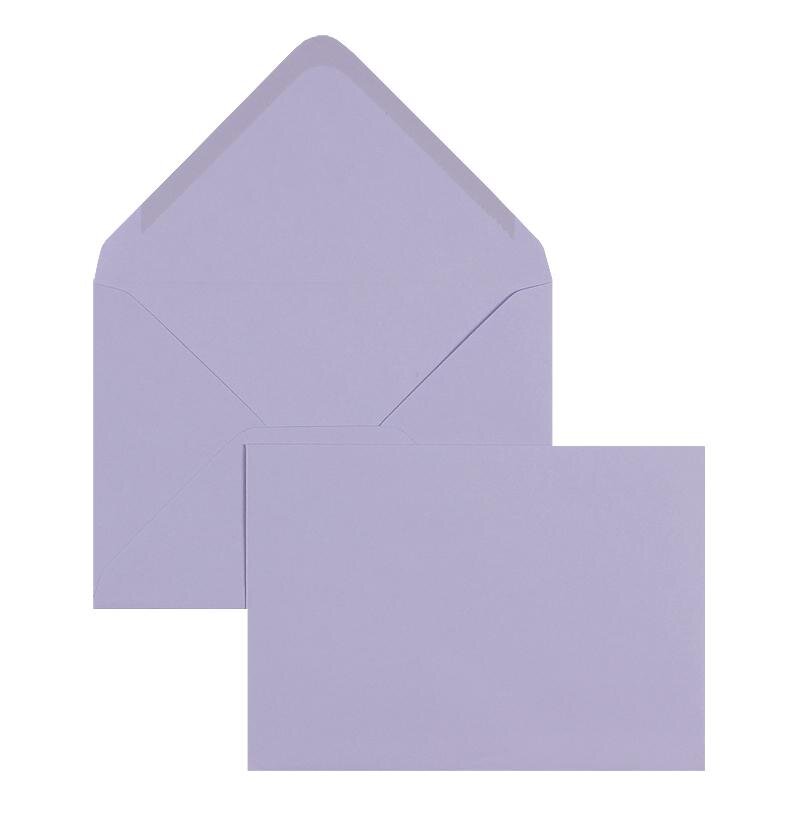 enveloppes colorées violet (violet clair) 133 x 184 mm | 100 g/m² offset | sans fenêtre | fermeture gommée | rabat pointu | 100 pièces