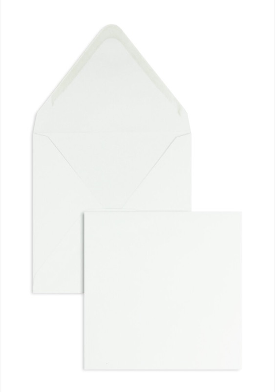 enveloppes blanc 140 x 140 mm | 120 g/m² offset | sans fenêtre | fermeture gommée | rabat pointu | 100 pièces