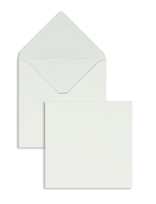 enveloppes blanc (blanc cassé) 140 x 140 mm | 120 g/m² bord frangeux | sans fenêtre | fermeture gommée | rabat pointu | 100 pièces