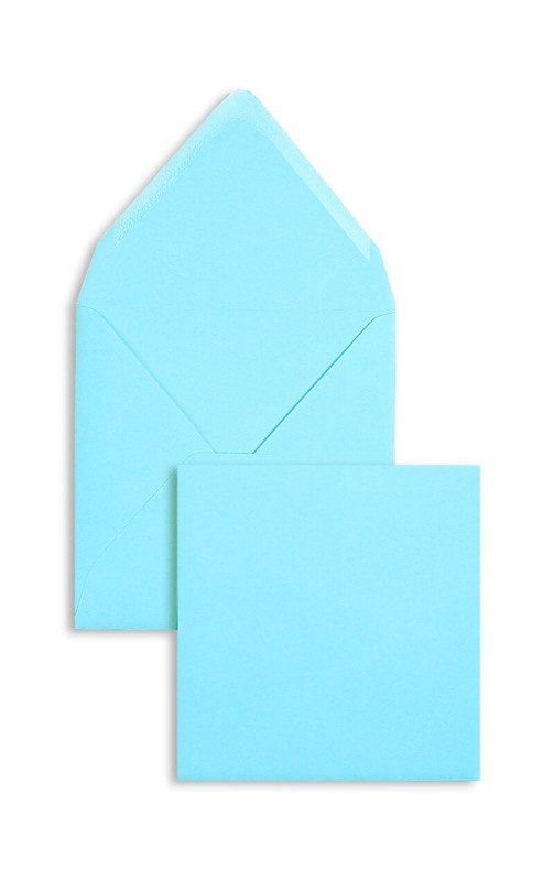 enveloppes colorées bleu (bleu arctique) 140 x 140 mm | 120 g/m² velin | sans fenêtre | fermeture gommée | rabat pointu | 100 pièces