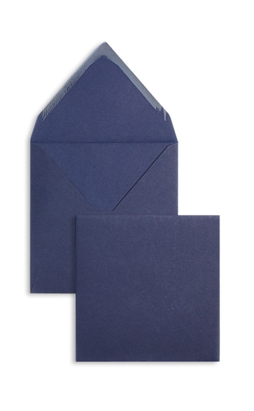 enveloppes colorées bleu (bleu foncé) 140 x 140 mm | 120 g/m² velin | sans fenêtre | fermeture gommée | rabat pointu | 100 pièces