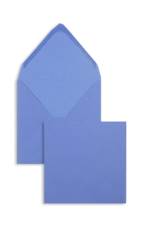 enveloppes colorées bleu (bleu otan) 140 x 140 mm | 120 g/m² velin | sans fenêtre | fermeture gommée | rabat pointu | 100 pièces