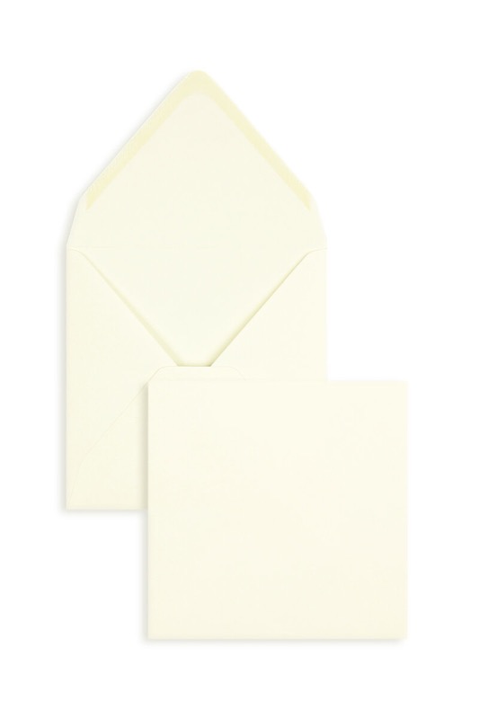enveloppes colorées crème 140 x 140 mm | 120 g/m² velin | sans fenêtre | fermeture gommée | rabat pointu | 100 pièces