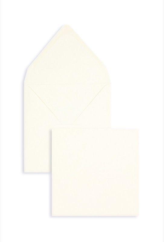 enveloppes colorées crème (blanc crème) 140 x 140 mm | 135 g/m² côtelé | sans fenêtre | fermeture gommée | rabat pointu | 100 pièces