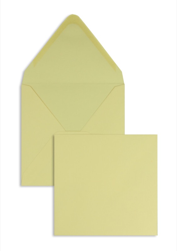 enveloppes colorées crème (grain) 140 x 140 mm | 120 g/m² offset | sans fenêtre | fermeture gommée | rabat pointu | 100 pièces
