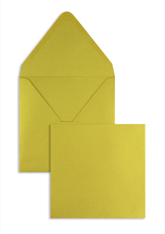 enveloppes colorées doré (or glamoureux) 140 x 140 mm | 120 g/m² offset | sans fenêtre | fermeture gommée | rabat pointu | 100 pièces
