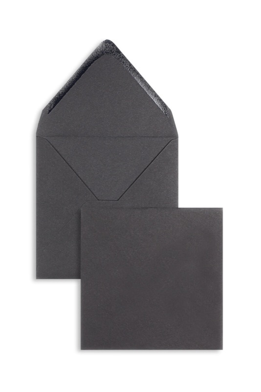 enveloppes colorées noir 140 x 140 mm | 120 g/m² velin | sans fenêtre | fermeture gommée | rabat pointu | 100 pièces