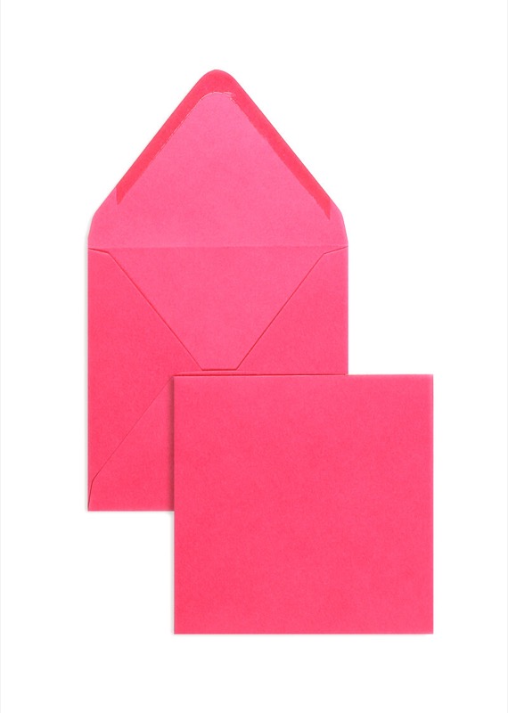 enveloppes colorées rose 140 x 140 mm | 120 g/qm offset | sans fenêtre | fermeture gommée | rabat pointu | 100 pièces