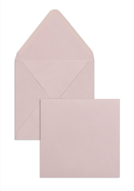 enveloppes colorées rose (rose clair) 140 x 140 mm | 120 g/qm offset | sans fenêtre | fermeture gommée | rabat pointu | 100 pièces