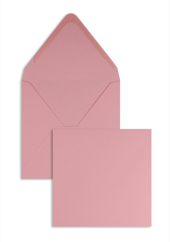 enveloppes colorées rose (rose épais) 140 x 140 mm | 120 g/m² offset | sans fenêtre | fermeture gommée | rabat pointu | 100 pièces