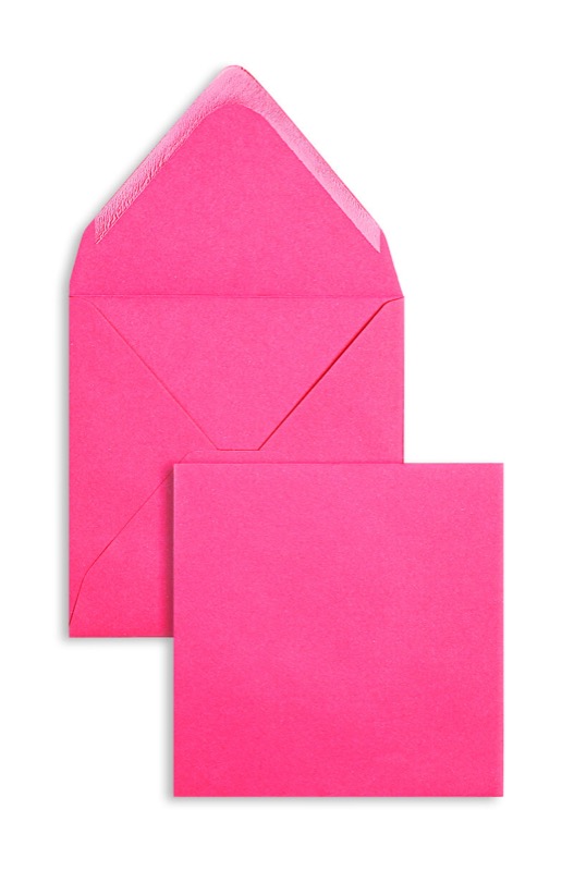 enveloppes colorées rose (rose foncé flamant) 140 x 140 mm | 120 g/m² velin | sans fenêtre | fermeture gommée | rabat pointu | 100 pièces
