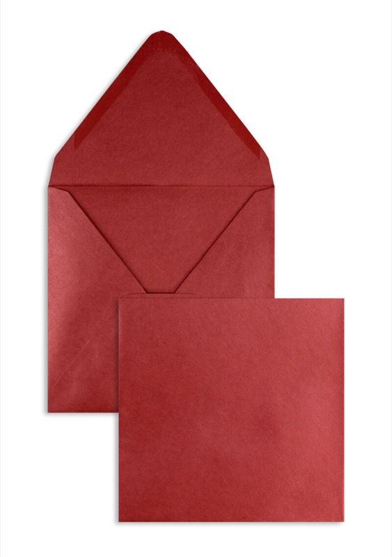 enveloppes colorées rouge (glamour rosso) 140 x 140 mm | 120 g/m² brillant | sans fenêtre | fermeture gommée | rabat pointu | 100 pièces