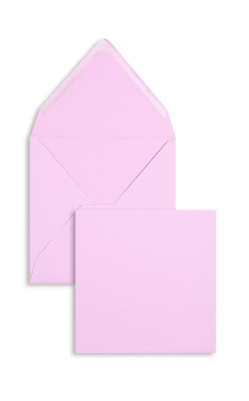 enveloppes colorées violet (lavande) 140 x 140 mm | 120 g/m² velin | sans fenêtre | fermeture gommée | rabat pointu | 100 pièces