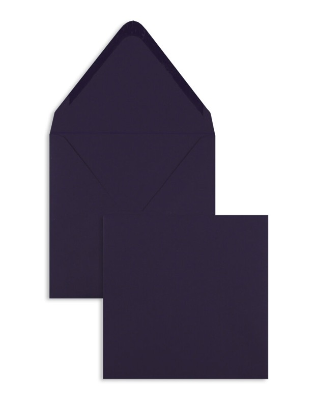 enveloppes colorées violet (lilas foncé royal) 140 x 140 mm | 135 g/m² soyeux lisse | sans fenêtre | fermeture gommée | rabat pointu | 100 pièces