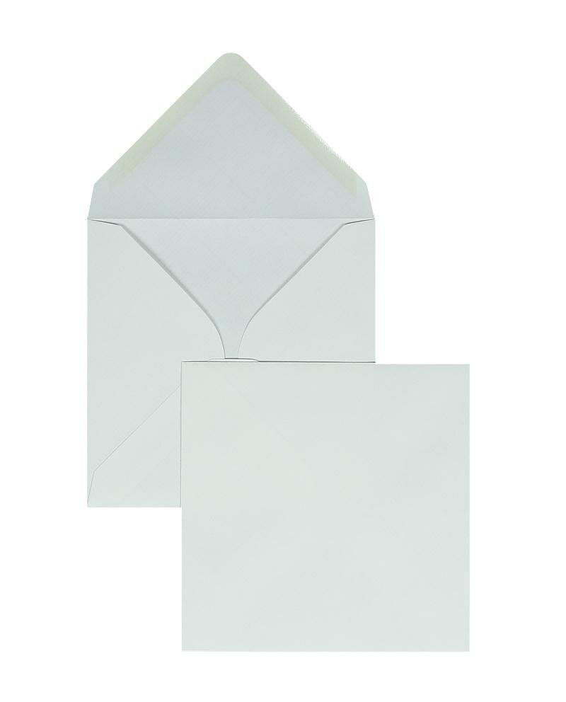 enveloppes blanc 155 x 155 mm | 100 g/m² côtelé | sans fenêtre | fermeture gommée | rabat pointu | 100 pièces