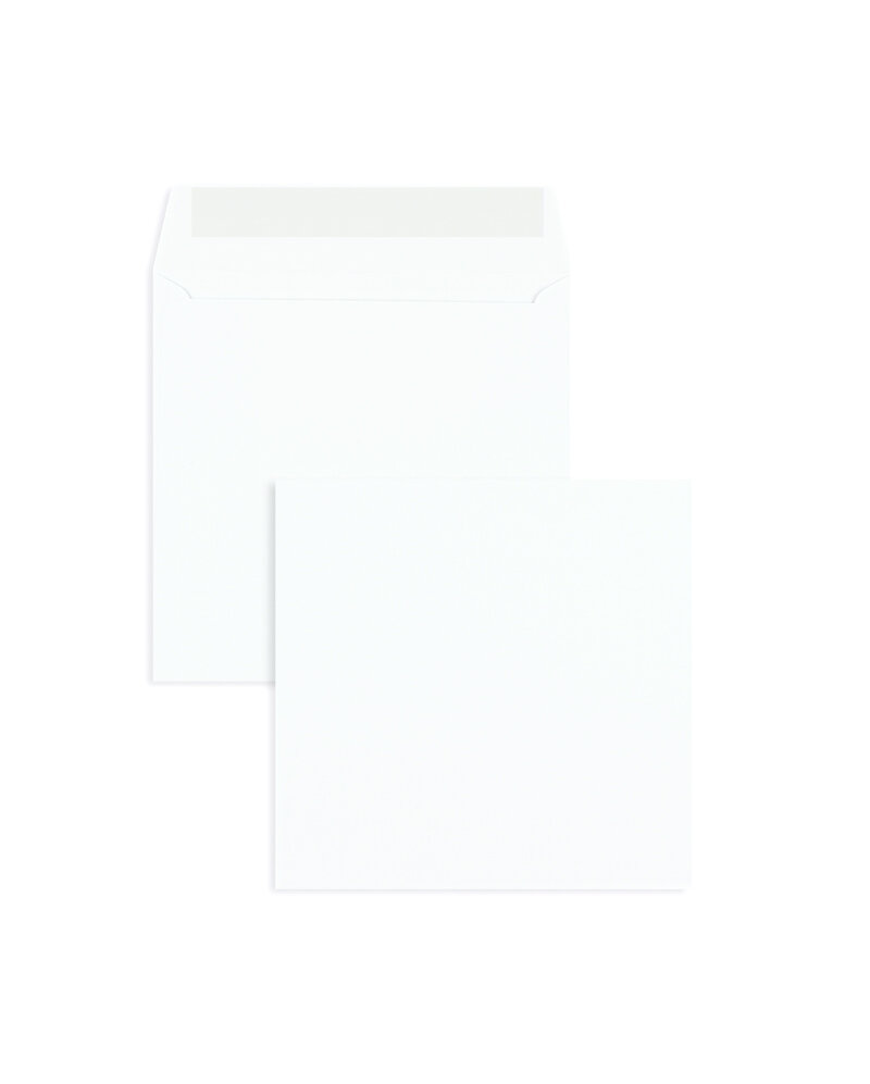 enveloppes blanc 155 x 155 mm | 120 g/m² offset | sans fenêtre | fermeture adhésive | rabat droit | 100 pièces