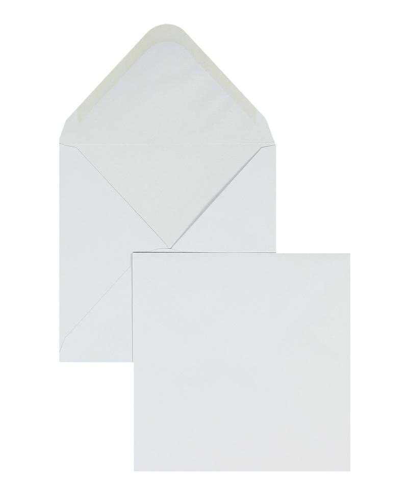 enveloppes blanc 155 x 155 mm | 90 g/m² offset | sans fenêtre | fermeture gommée | rabat pointu | 100 pièces