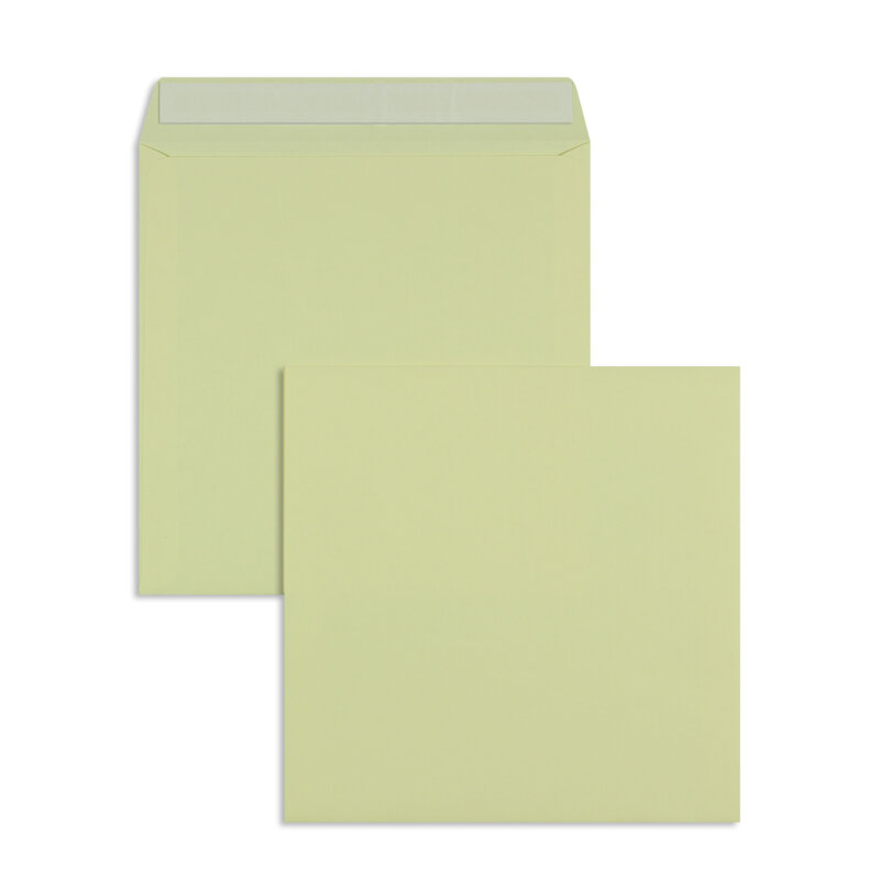 enveloppes colorées crème (chamois) 155 x 155 mm | 100 g/m² offset | sans fenêtre | fermeture adhésive | rabat droit | 100 pièces