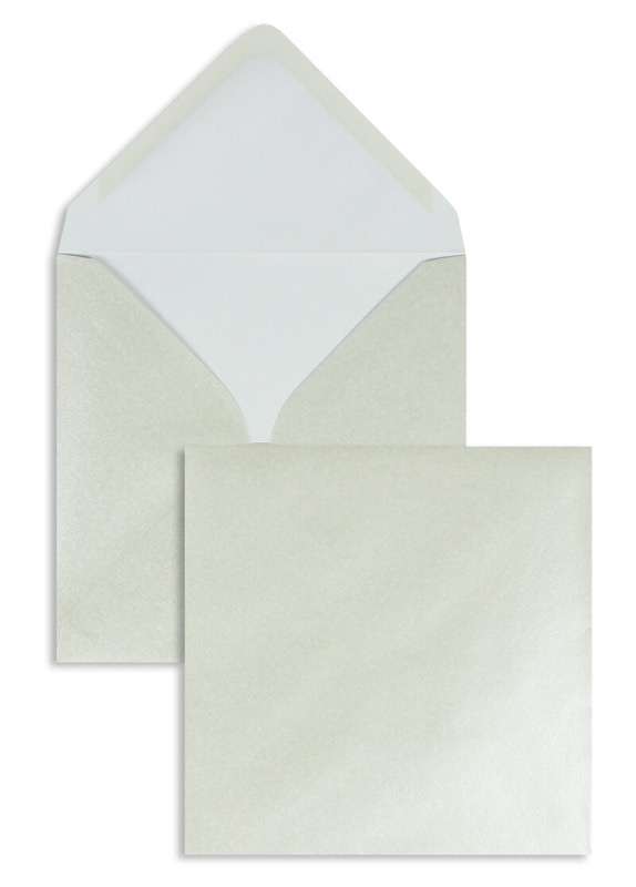 enveloppes colorées crème (coquille d'oeuf blanc) 155 x 155 mm | 100 g/m² brillant | sans fenêtre | fermeture gommée | rabat pointu | 100 pièces