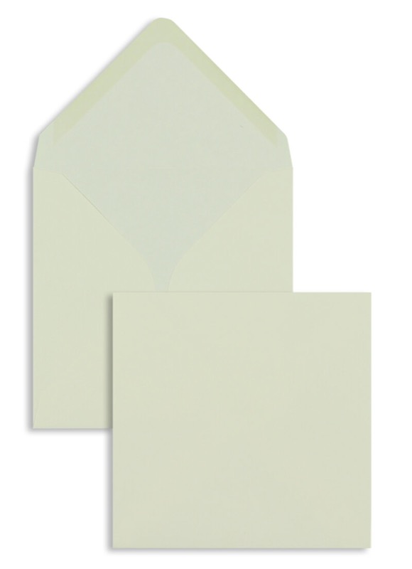enveloppes colorées crème (ivoire clair) 155 x 155 mm | 100 g/m² offset | sans fenêtre | fermeture gommée | rabat pointu | 100 pièces