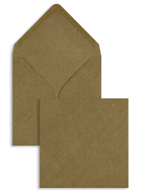 enveloppes colorées marron 155 x 155 mm | 100 g/m² côtelé | sans fenêtre | fermeture gommée | rabat pointu | 100 pièces