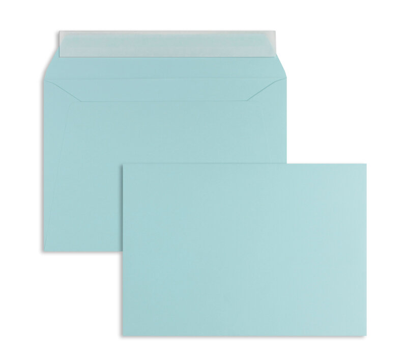 enveloppes colorées bleu (bleu ciel) 156 x 220 mm (din c5) | 120 g/m² offset | sans fenêtre | fermeture adhésive | rabat droit | 100 pièces