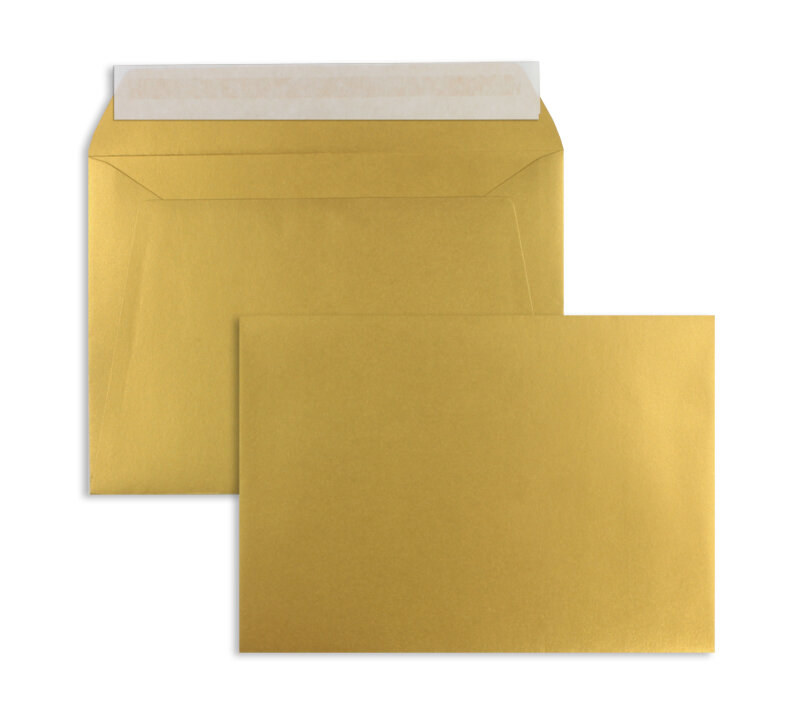 enveloppes colorées doré (or glamoureux) 156 x 220 mm (din c5) | 120 g/m² brillant | sans fenêtre | fermeture adhésive | rabat droit | 100 pièces