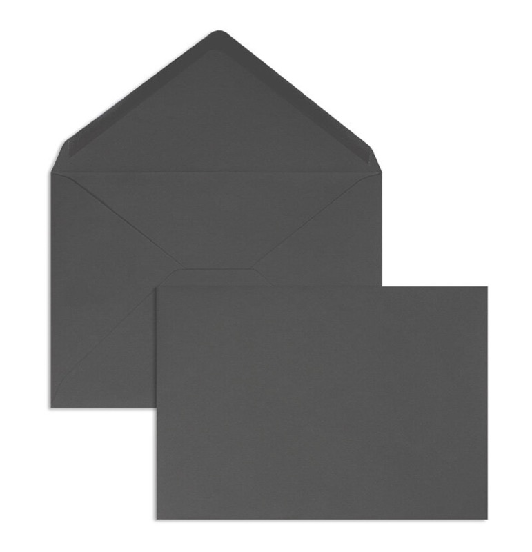 enveloppes colorées gris (gris foncé) 156 x 220 mm (din c5) | 120 g/qm offset | sans fenêtre | fermeture gommée | rabat pointu | 100 pièces