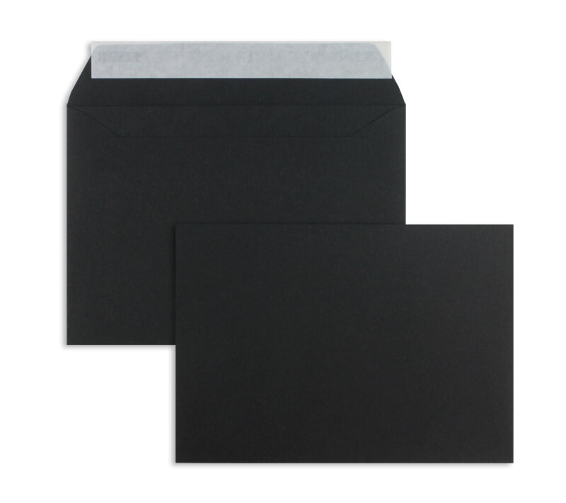 enveloppes colorées noir 156 x 220 mm (din c5) | 120 g/m² offset | sans fenêtre | fermeture adhésive | rabat droit | 100 pièces