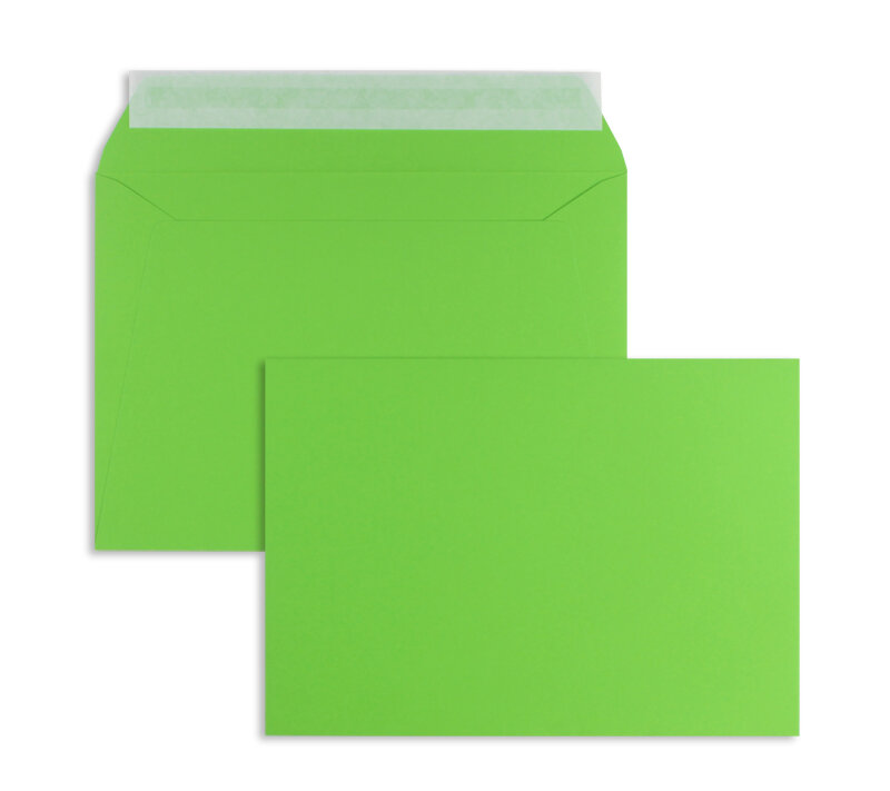 enveloppes colorées vert (pomme verte) 156 x 220 mm (din c5) | 120 g/m² offset | sans fenêtre | fermeture adhésive | rabat droit | 100 pièces