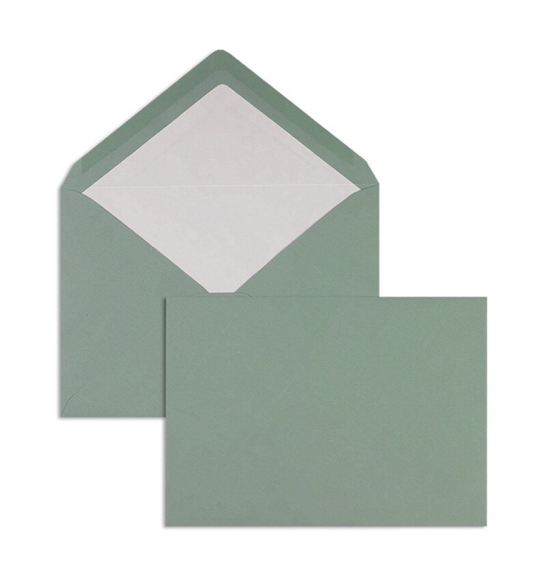 enveloppes colorées vert (eucalyptus) 157 x 225 mm (din c5) | 100 g/qm côtelé (paperado) | sans fenêtre | fermeture gommée | rabat pointu | 100 pièces