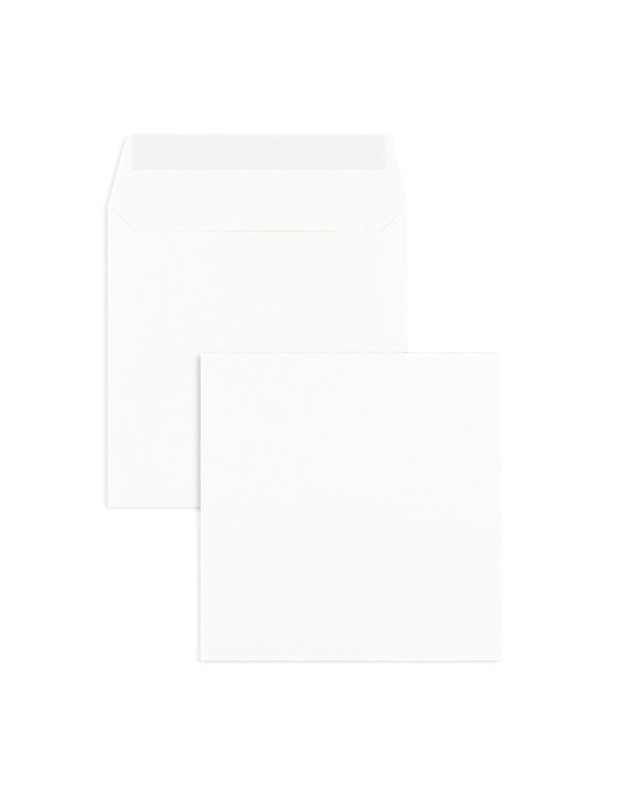 enveloppes blanc 160 x 160 mm | 100 g/qm offset | sans fenêtre | fermeture adhésive | rabat droit | 100 pièces