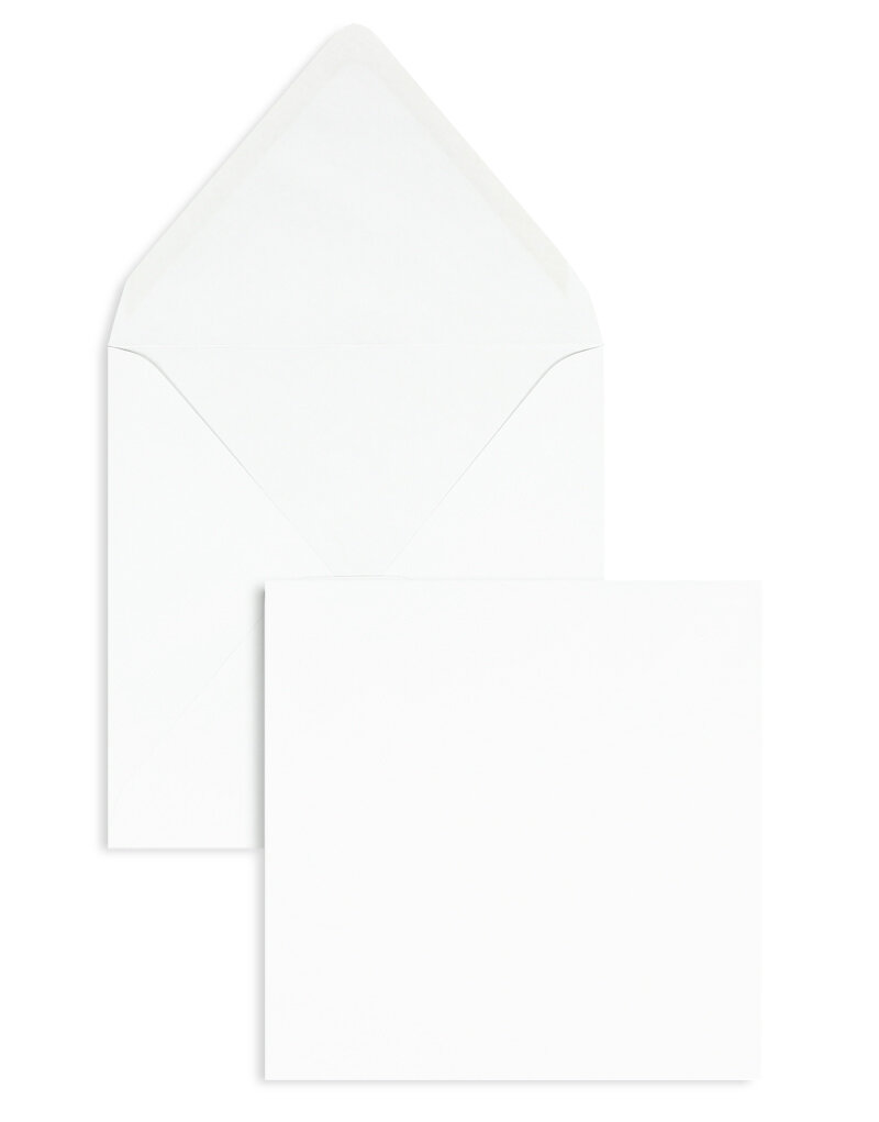 enveloppes blanc 160 x 160 mm | 90 g/m² offset | sans fenêtre | fermeture gommée | rabat pointu | 100 pièces
