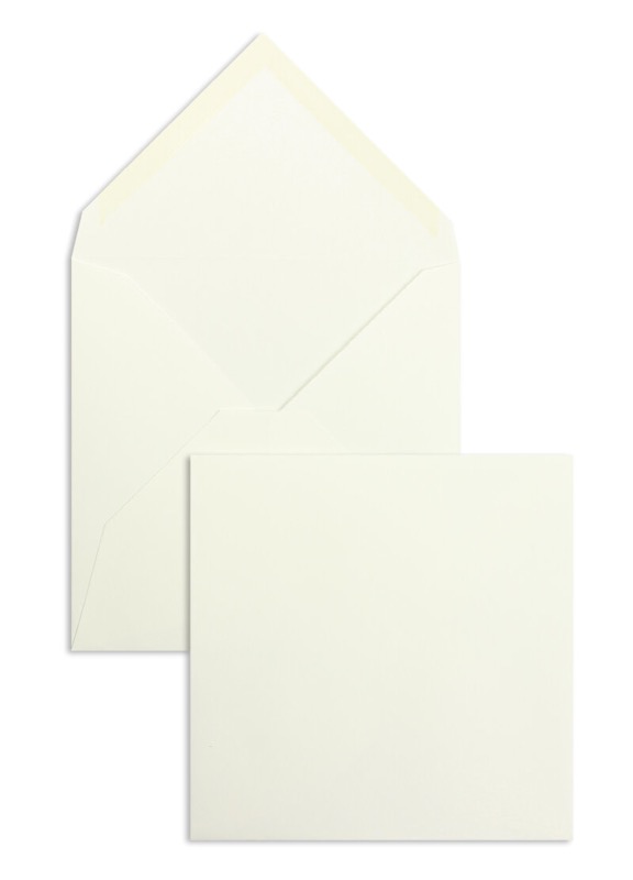 enveloppes blanc (blanc cassé) 160 x 160 mm | 120 g/m² bord frangeux | sans fenêtre | fermeture gommée | rabat pointu | 100 pièces