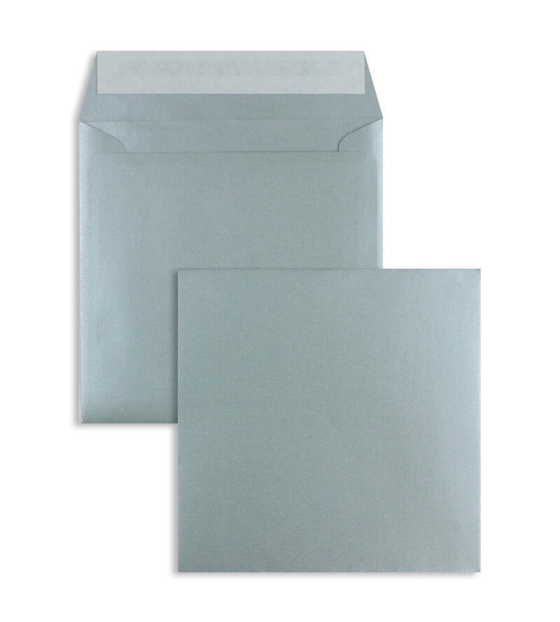enveloppes colorées argent (argent glamoureux) 160 x 160 mm | 120 g/m² brillant | sans fenêtre | fermeture adhésive | rabat droit | 100 pièces