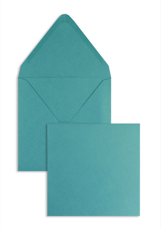 enveloppes colorées bleu (bleu de mer glamoureux) 160 x 160 mm | 120 g/m² brillant | sans fenêtre | fermeture gommée | rabat pointu | 100 pièces