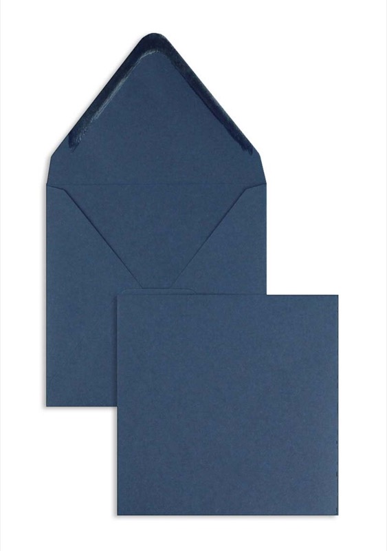 enveloppes colorées bleu (bleu nocturne) 160 x 160 mm | 120 g/m² offset | sans fenêtre | fermeture gommée | rabat pointu | 100 pièces